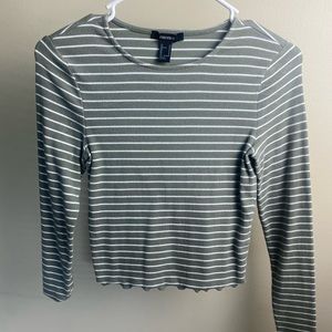Forever 21 Womens Medium Tight Long Sleeve Striped Shirt